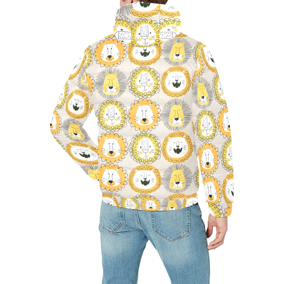 Lion Pattern Print Design 04 Men's Padded Hooded Jacket(ModelH42)