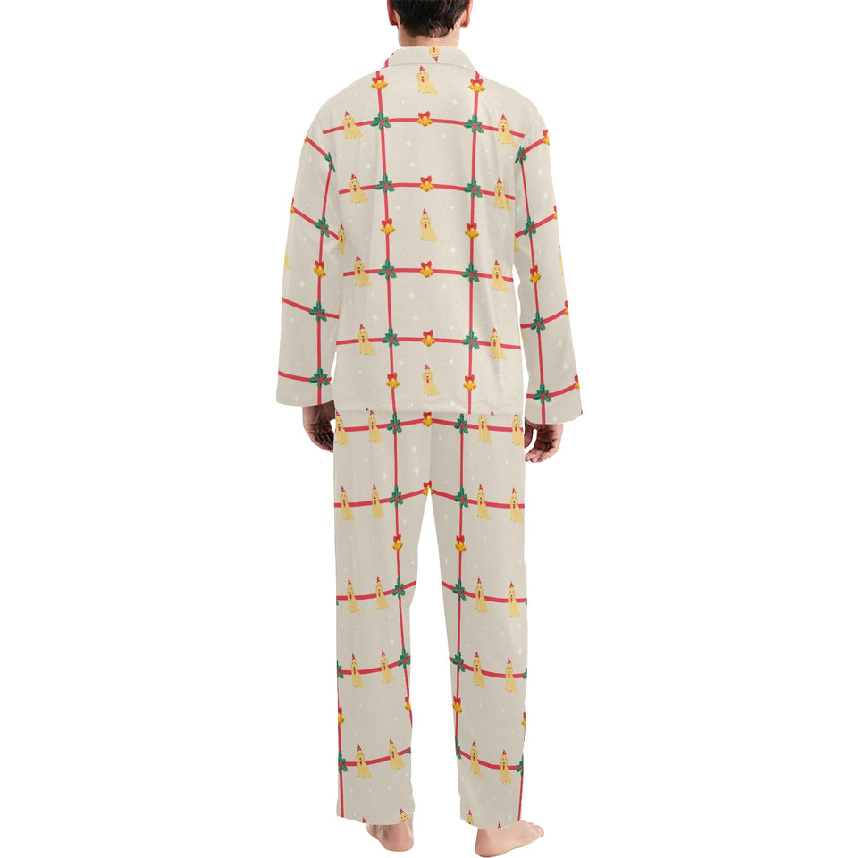 Golden Retriever Pattern Print Design 01 Men's Long Pajama Set