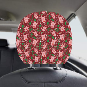 Pig Pattern Print Design 01 Car Headrest Cover