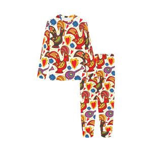 Colorful Rooster Chicken Guitar Pattern Kids' Boys' Girls' All Over Print Pajama Set