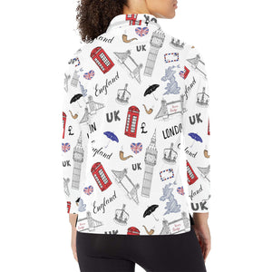 British Pattern Print Design 01 Women's Long Sleeve Polo Shirt