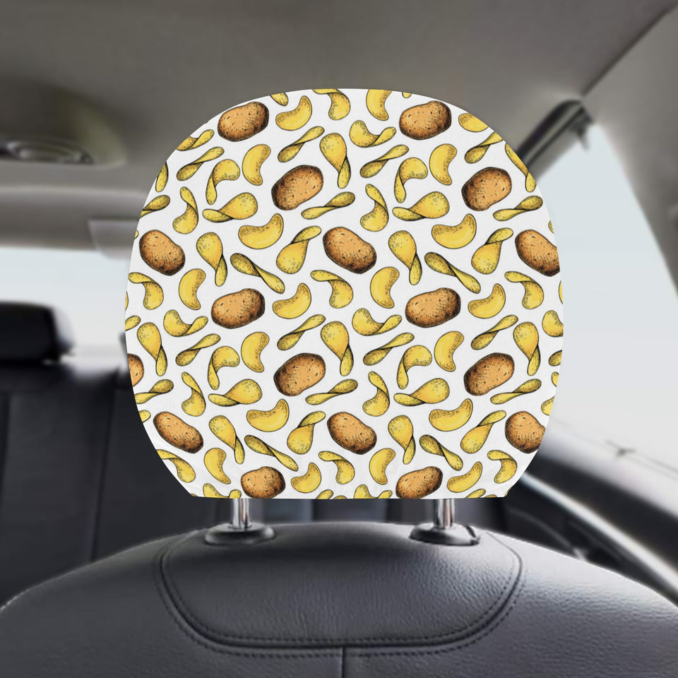 Potato Chips Pattern Print Design 01 Car Headrest Cover