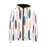 Surfboard Pattern Print Design 04 Men's Padded Hooded Jacket(ModelH42)