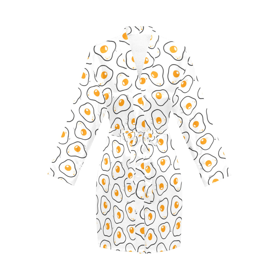 Fried Eggs Pattern Print Design 05 Women's Long Sleeve Belted Night Robe