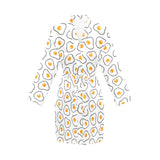 Fried Eggs Pattern Print Design 05 Women's Long Sleeve Belted Night Robe