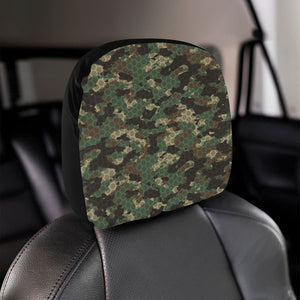 Green Camo Camouflage Honeycomb Pattern Car Headrest Cover