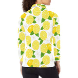 Lemon Flower Pattern Women's Long Sleeve Polo Shirt