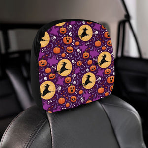 Halloween Pumpkin Witch Pattern Car Headrest Cover