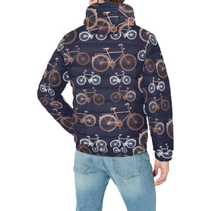 Bicycle Pattern Print Design 01 Men's Padded Hooded Jacket(ModelH42)