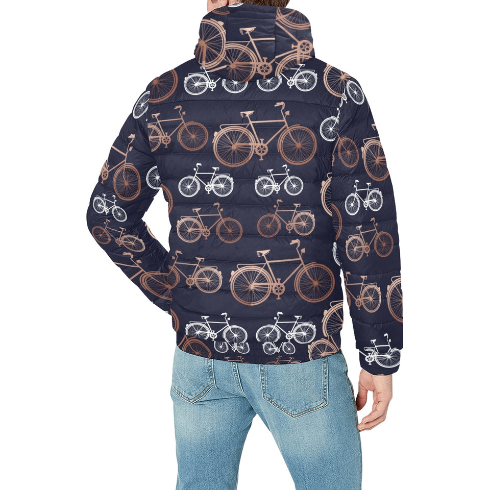 Bicycle Pattern Print Design 01 Men's Padded Hooded Jacket(ModelH42)