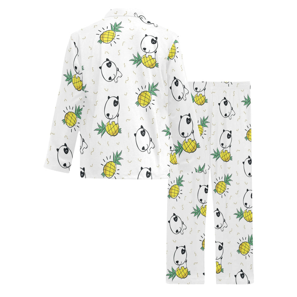 Bull Terrier Pattern Print Design 01 Men's Long Pajama Set