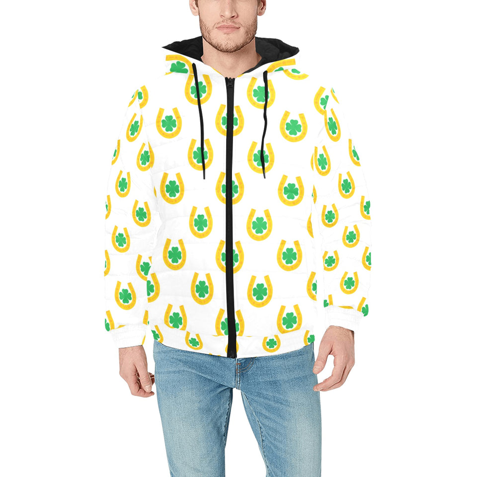 Horseshoes Pattern Print Design 03 Men's Padded Hooded Jacket(ModelH42)