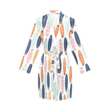 Surfboard Pattern Print Design 04 Women's Long Sleeve Belted Night Robe