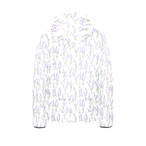 Eiffel Tower Lavender Pattern Print Design 01 Kids' Boys' Girls' Padded Hooded Jacket