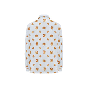 Pancake Pattern Print Design 03 Women's Long Sleeve Polo Shirt