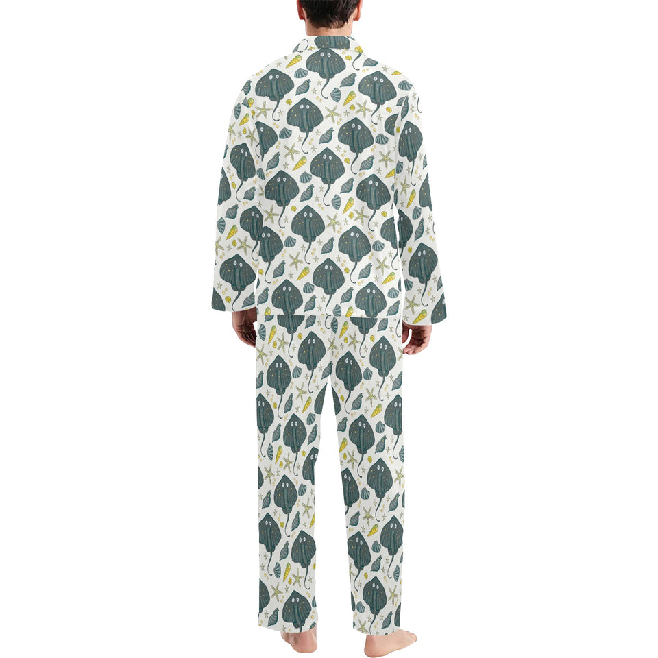 Stingray Pattern Print Design 03 Men's Long Pajama Set