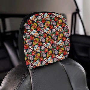 Suger Skull Pattern Background Car Headrest Cover