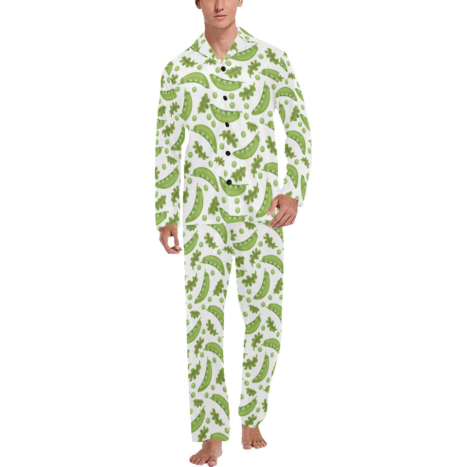 Green Peas Pattern Print Design 02 Men's Long Pajama Set