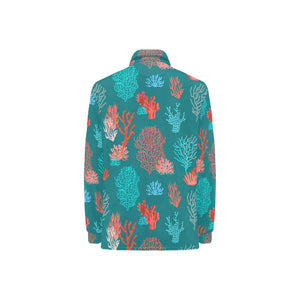 Coral Reef Pattern Print Design 04 Women's Long Sleeve Polo Shirt