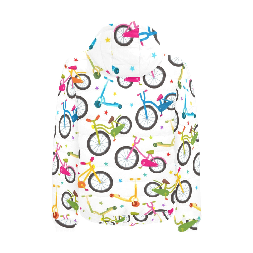 Bicycle Pattern Print Design 02 Men's Padded Hooded Jacket(ModelH42)