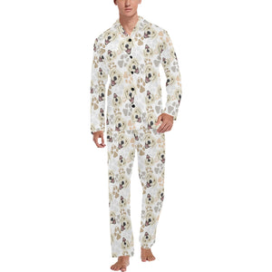 Golden Retriever Pattern Print Design 02 Men's Long Pajama Set