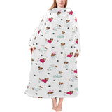 Jack Russel Pattern Print Design 03 Blanket Robe with Sleeves