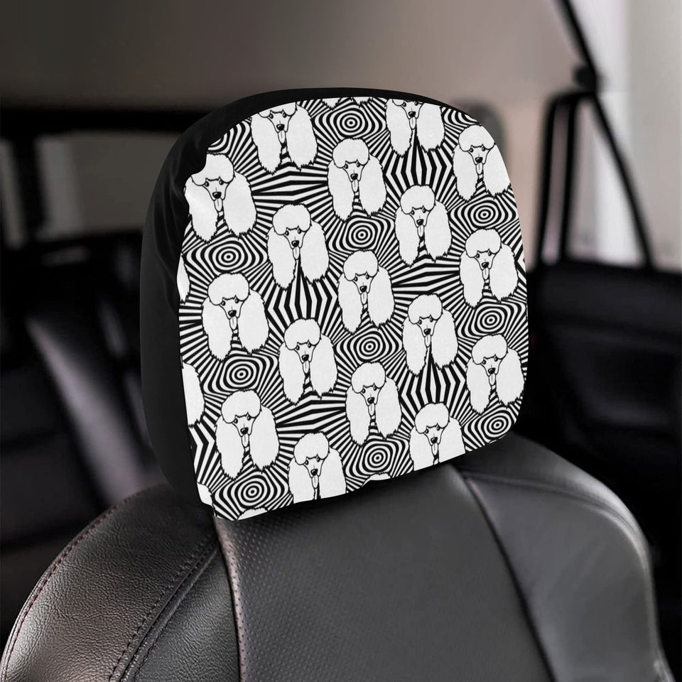 Black and White Poodle Pattern Car Headrest Cover