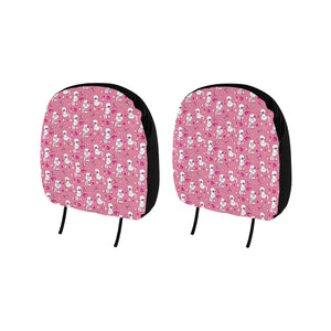 Poodle Pink Heart Pattern Car Headrest Cover