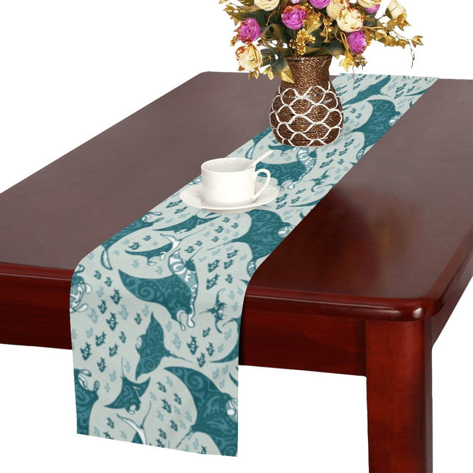 Stingray Pattern Print Design 01 Table Runner