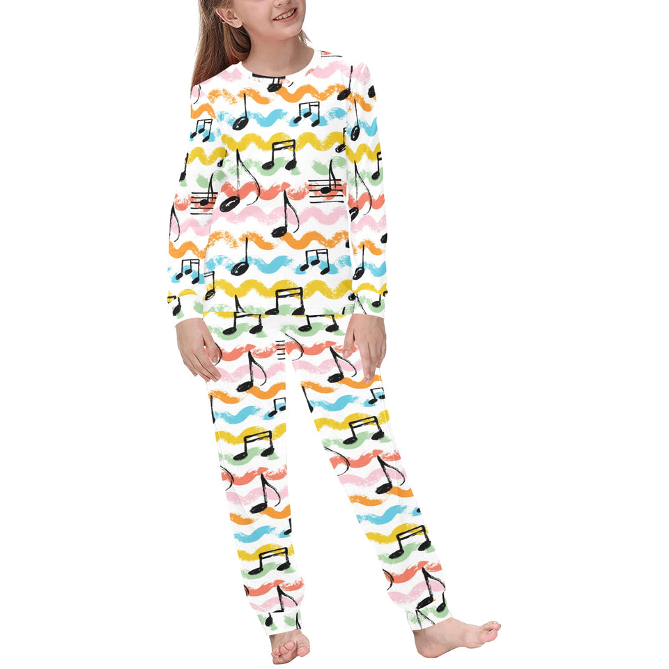 Music Notes Pattern Print Design 01 Kids' Boys' Girls' All Over Print Pajama Set