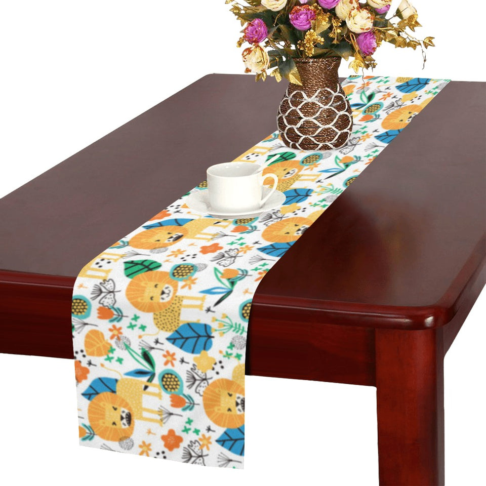 Lion Pattern Print Design 02 Table Runner