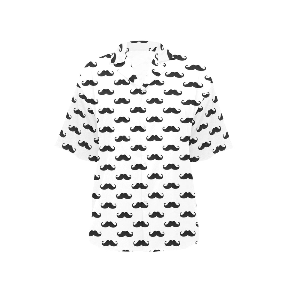 Mustache Beard Pattern Print Design 05 Women's All Over Print Hawaiian Shirt