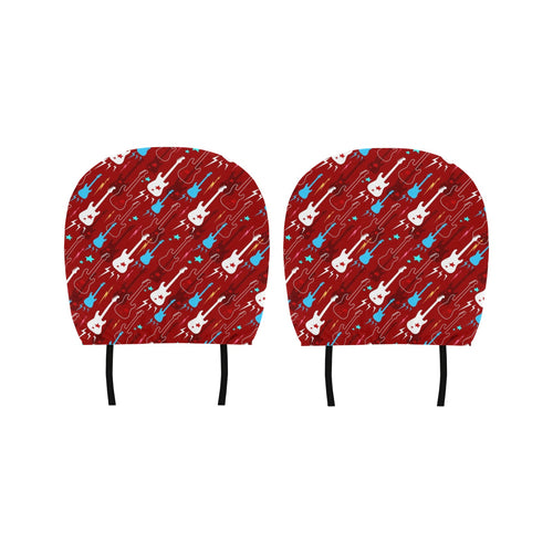 Electical Guitar Red Pattern Car Headrest Cover