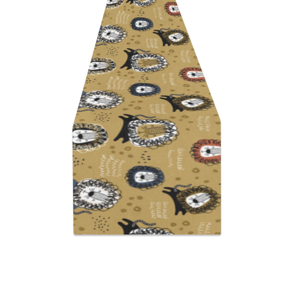 Lion Pattern Print Design 03 Table Runner