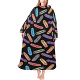 Skate Board Pattern Print Design 04 Blanket Robe with Sleeves