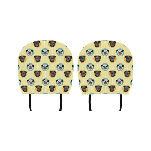 Pug Head Pattern Car Headrest Cover