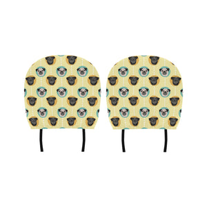 Pug Head Pattern Car Headrest Cover