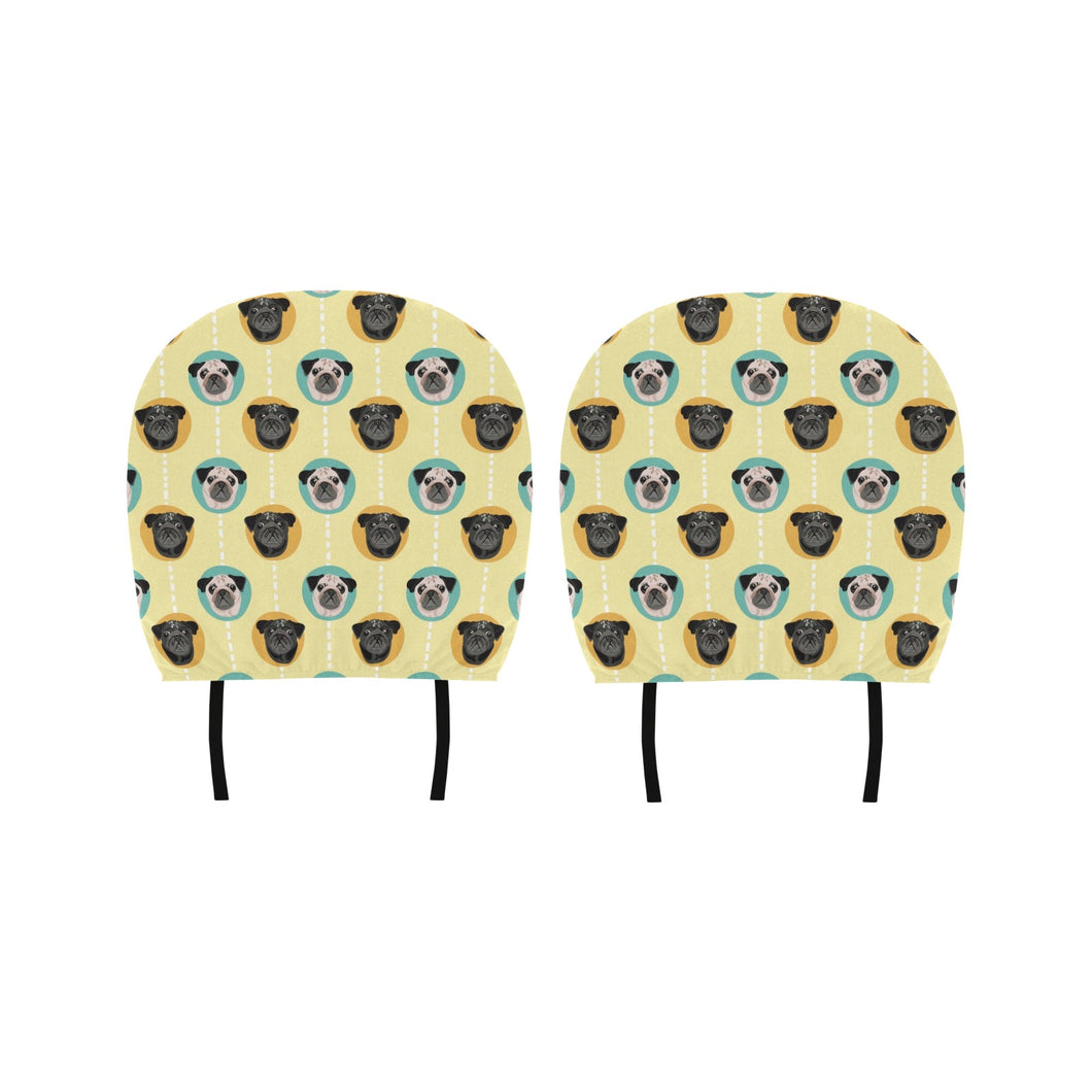 Pug Head Pattern Car Headrest Cover