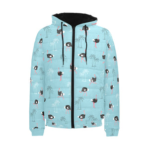 Ostrich Pattern Print Design 05 Men's Padded Hooded Jacket(ModelH42)