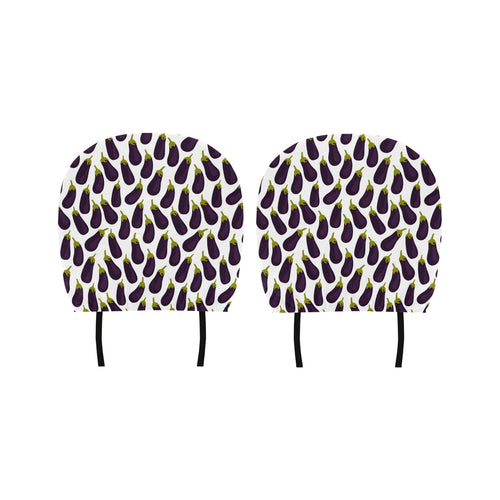 Eggplant Pattern Print Design 01 Car Headrest Cover