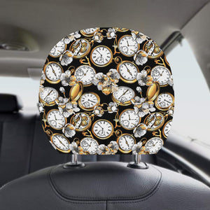 Clock Flower Pattern Car Headrest Cover