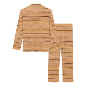 Wood Printed Pattern Print Design 04 Women's Long Pajama Set