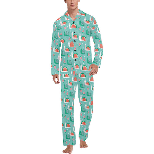 Snail Pattern Print Design 01 Men's Long Pajama Set