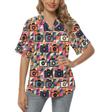 Camera Pattern Print Design 01 Women's All Over Print Hawaiian Shirt