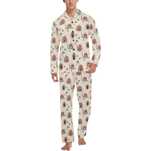 Snail Pattern Print Design 04 Men's Long Pajama Set