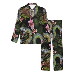 Snake Leaves Coconut Pattern Men's Long Pajama Set