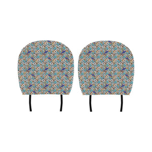 Hummingbird Pattern Print Design 02 Car Headrest Cover