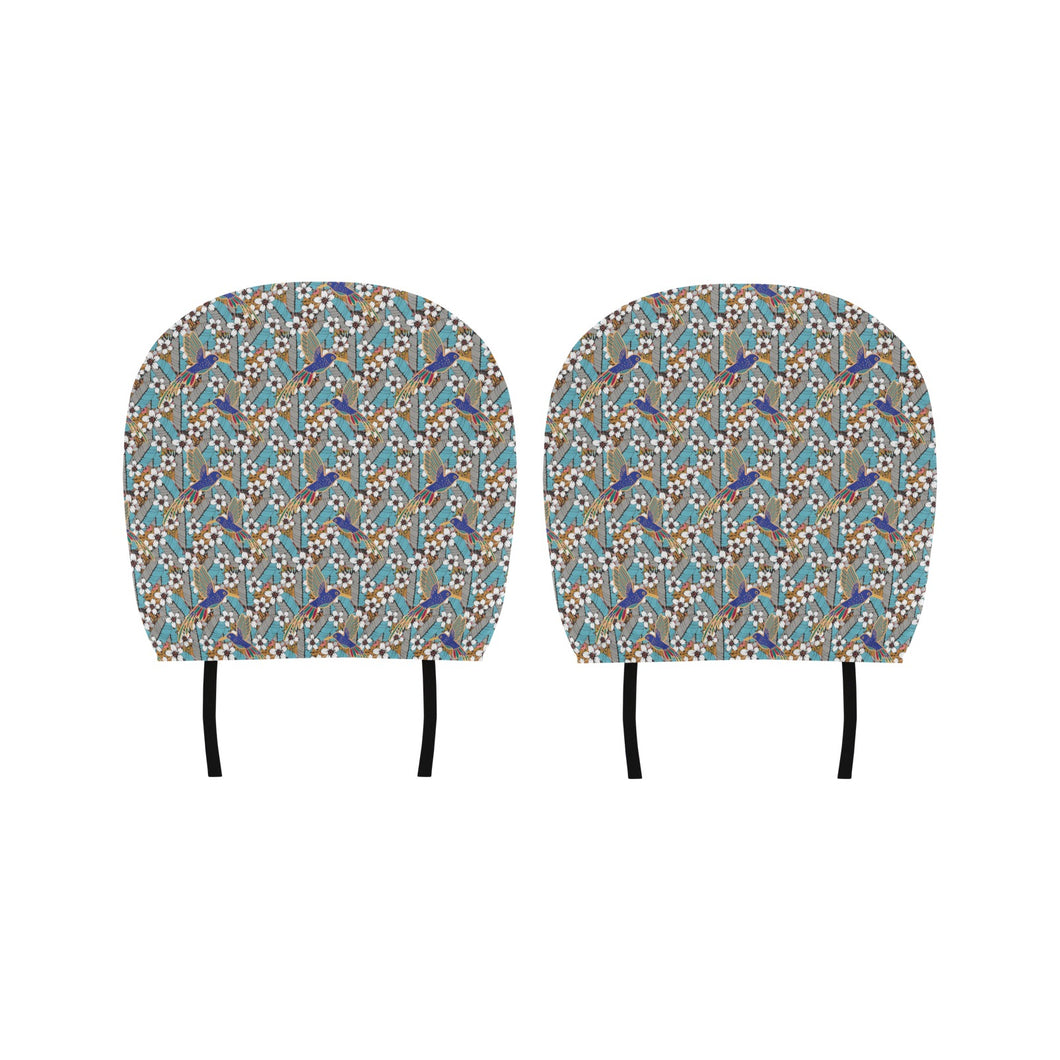 Hummingbird Pattern Print Design 02 Car Headrest Cover