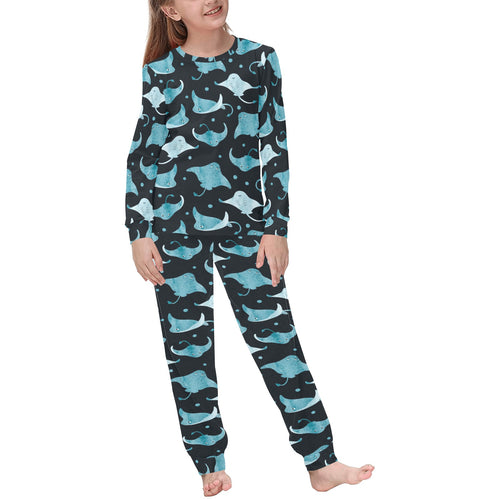 Stingray Pattern Print Design 04 Kids' Boys' Girls' All Over Print Pajama Set