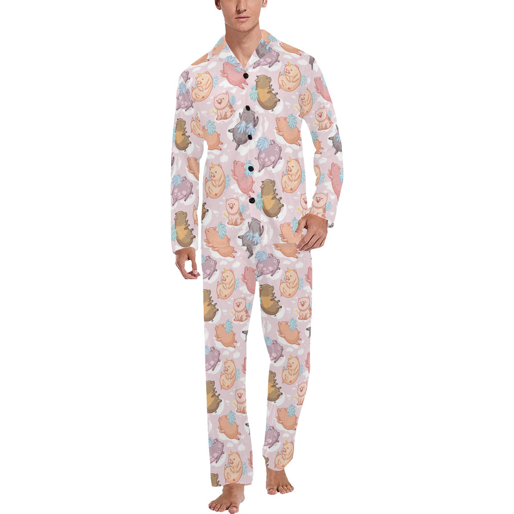 Pig Pattern Print Design 02 Men's Long Pajama Set